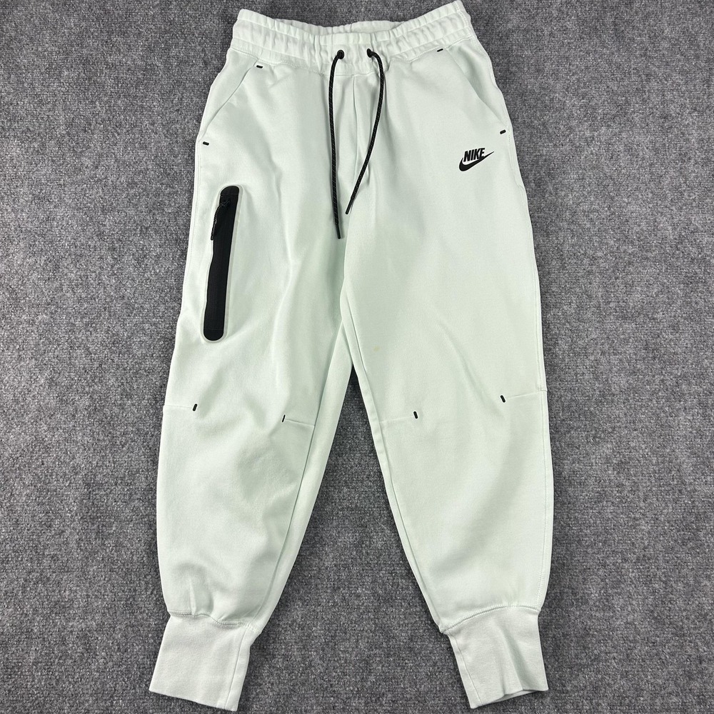 Nike Pants Womens Small Green Joggers Tech Fleece Zip Pocket Athletic Drawstring